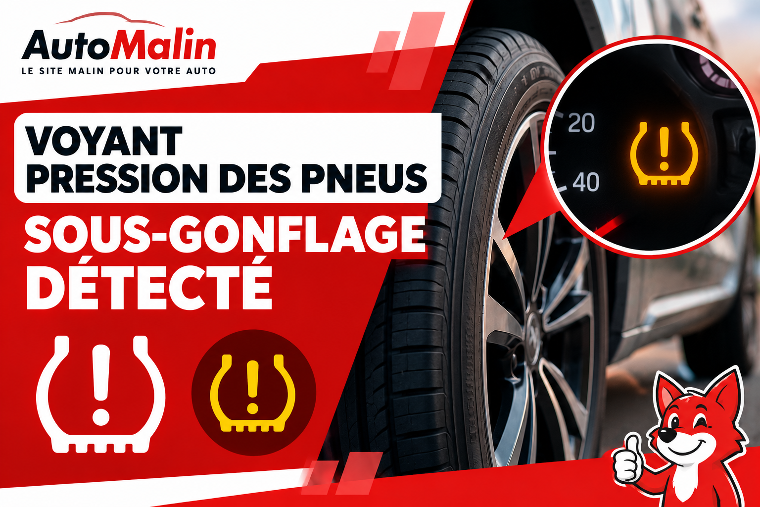 Voyant orange de pression des pneus en forme de fer à cheval avec un point d’exclamation